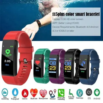 

2020 New Waterproof Smart Bracelet Watch 115 Plus Blood Pressure Monitoring Heart Rate Monitoring Smart Wristband Fitness Band