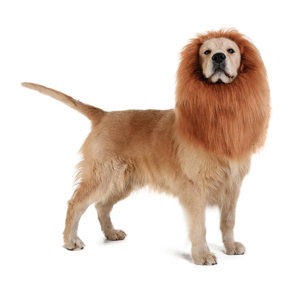 Funny Apparel Cap Large Pet Winter Warm Cosplay Costume Cute Christmas Party Dog Wig Hair Halloween Hat Dress Up