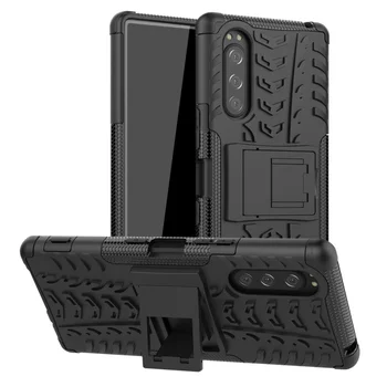 

30pcs/lot Shockproof Tyre Hard Case For Sony Xperia 5 Removable Rugged Armor Case With Stand