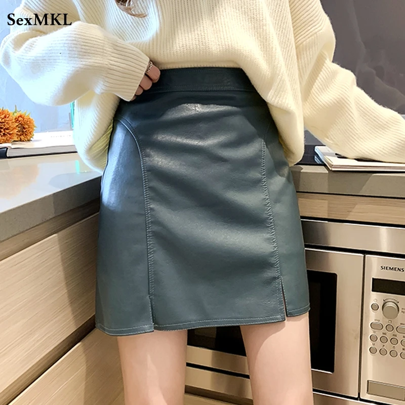 

Casual A Line Pu Leather Skirts Womens 2022 Fashion Winter High Waist Y2k Skirt Women Sexy Slim Black Mini Harajuku Mujer Faldas