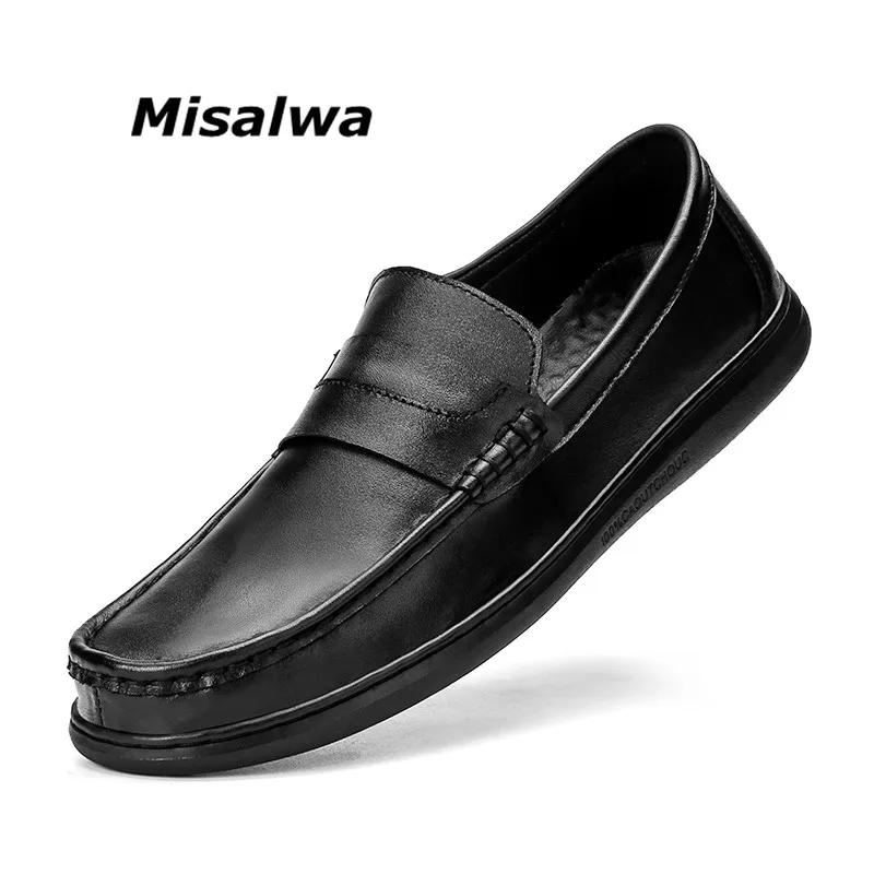 

Misalwa Oversized Men Leather Loafers Crocodile Pattern / Plain Casual Men Flats Slip-on Business British Tide Shoe Men Moccasin