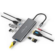 Мульти USB C концентратор USB 3,0 USB3.1 HDMI 4 K/SD/TF кард-ридер/PDcharging/VGA Аудио/RJ45 адаптер для MacBook Pro type c