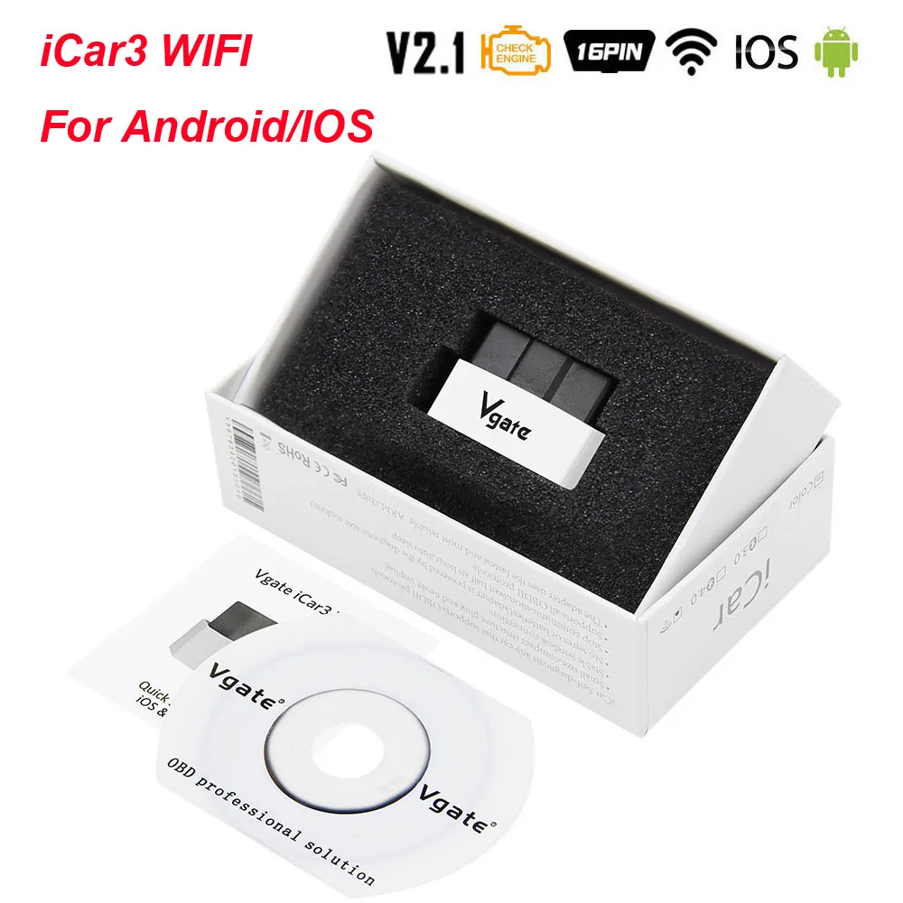 Vgate iCar3 ELM 327 V2.1 OBD2 Bluetooth wifi сканер iCar 3 ELM327 V2.1 OBD для Android/IOS OBD 2 OBD2 автомобильный диагностический инструмент - Цвет: WIFI White