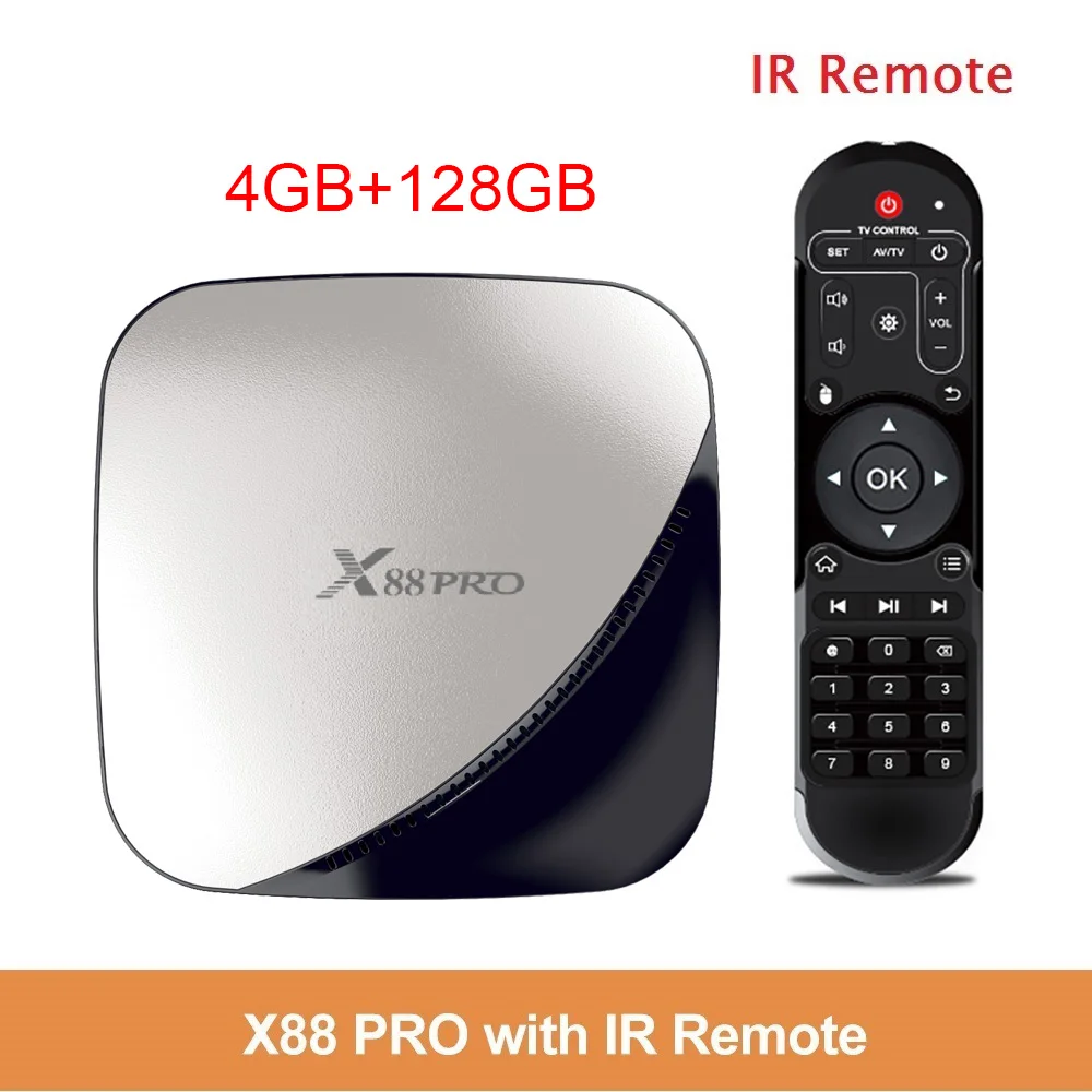 4GB128GB Android 9,0 ТВ приставка 4 Гб ОЗУ Макс 128 Гб ПЗУ 64 Гб RK3318 4 ядра 5G двойной Wi-Fi 2G16G телеприставка YouTube Smart медиаплеер X88 pro - Цвет: 4GB128GB