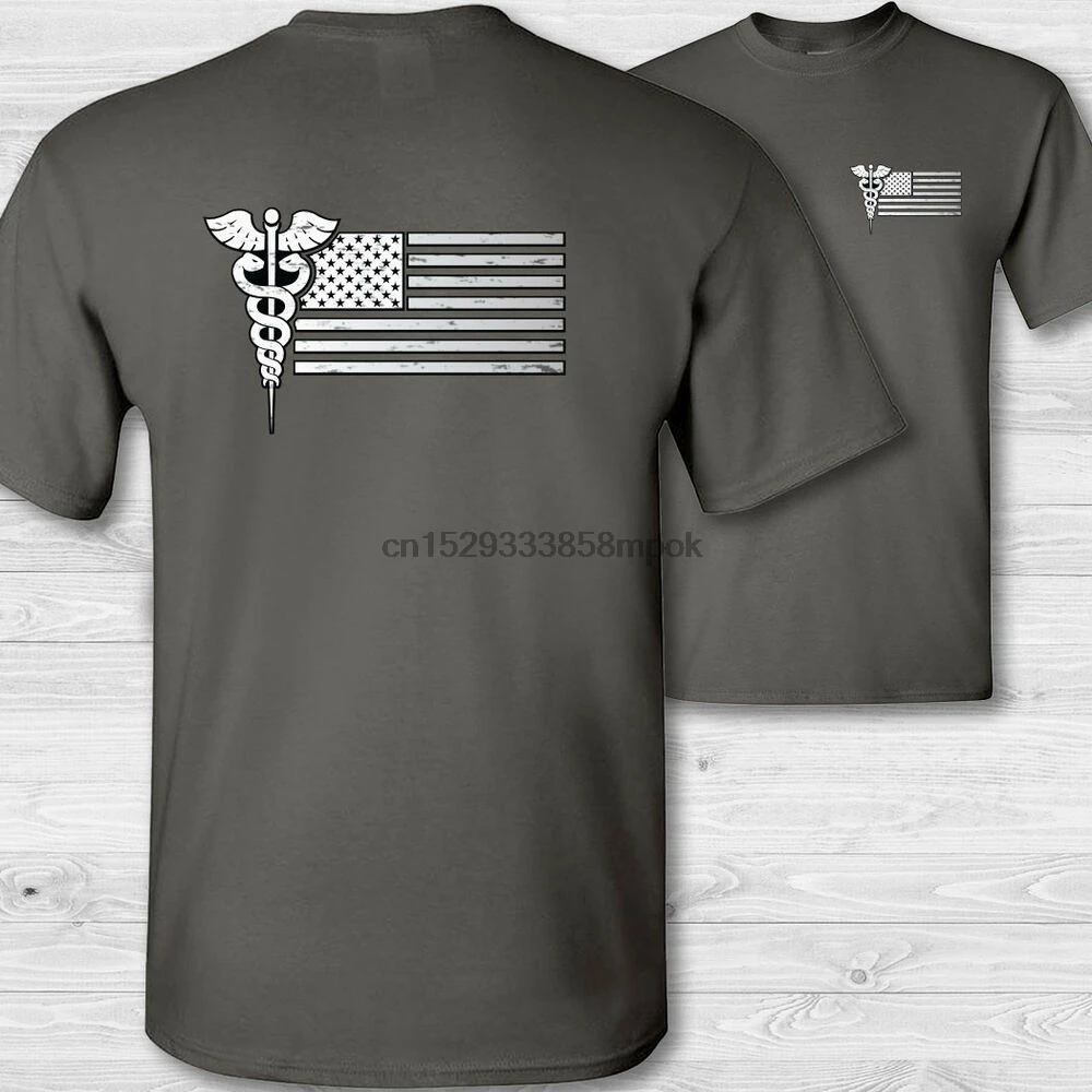 Футболка с флагом медсестры США американская рубашка caduceus RN EMT CNA фальшивая