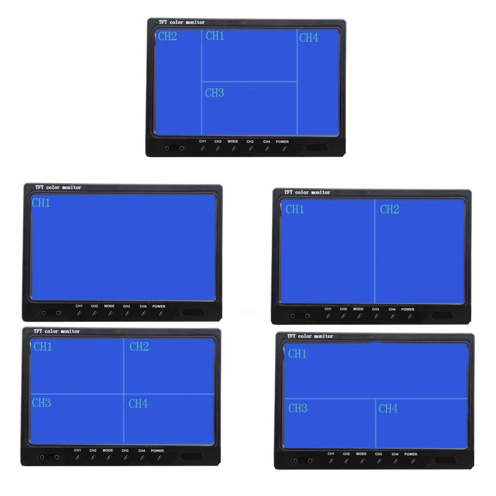 Camecho 9 inch 4 Split Screen Car Monitor 12V / 24V Headrest Rearview Monitor With RCA Connectors 6 Mode Display Remote Control