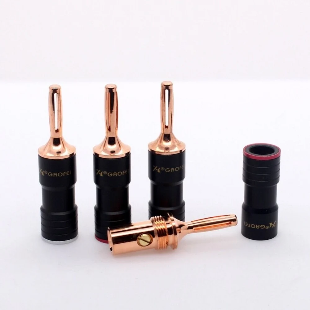 Fio de Áudio Gaofei Vermelho Cobre Chapeado Alto-falante Banana Conector Plug 4pc Red011b - Image 4