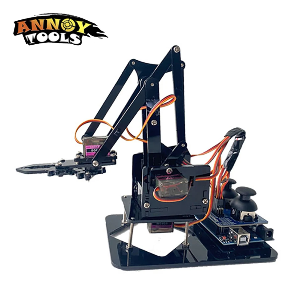 

DIY Arduino Acrylic Robot Arm Robotic Claw Manipulator Arduino Kit 4 DOF Toys Mechanical Grab Manipulator Part Accessory