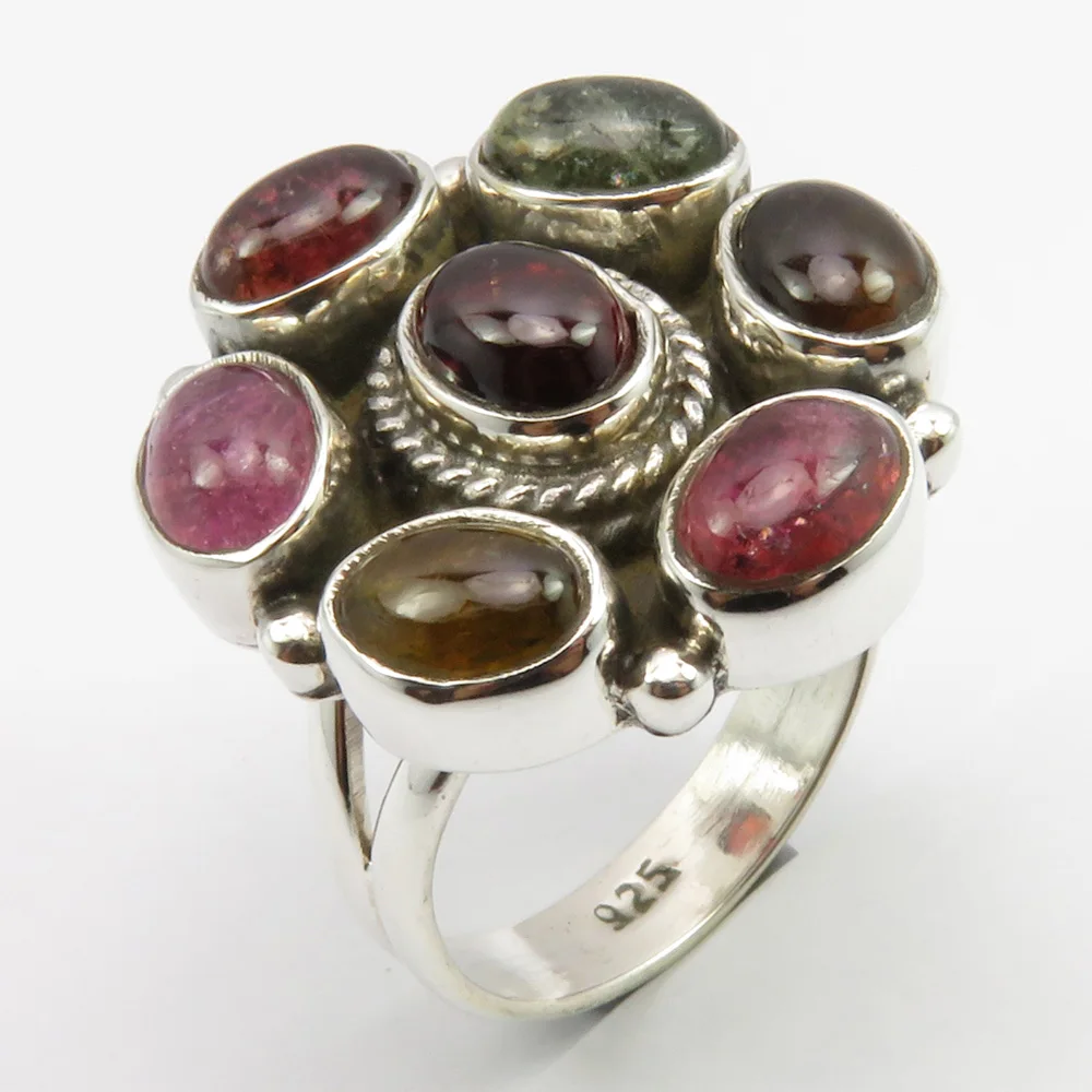 

Solid Silver Natural Oval Tourmaline Ring Size 7 22 mm
