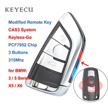 Keyecu cas3 keyless-go modificar inteligente remoto chave 3 botões 315mhz/868mhz pcf7952 para bmw série 3/5 x5 2006 2007 2008 2009 2010