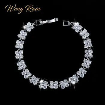 

Wong Rain Romantic 925 Sterling Silver Created Moisaanite Amethyst Gemstone Bangle Charm Wedding Bracelet Fine Jewelry Wholesale