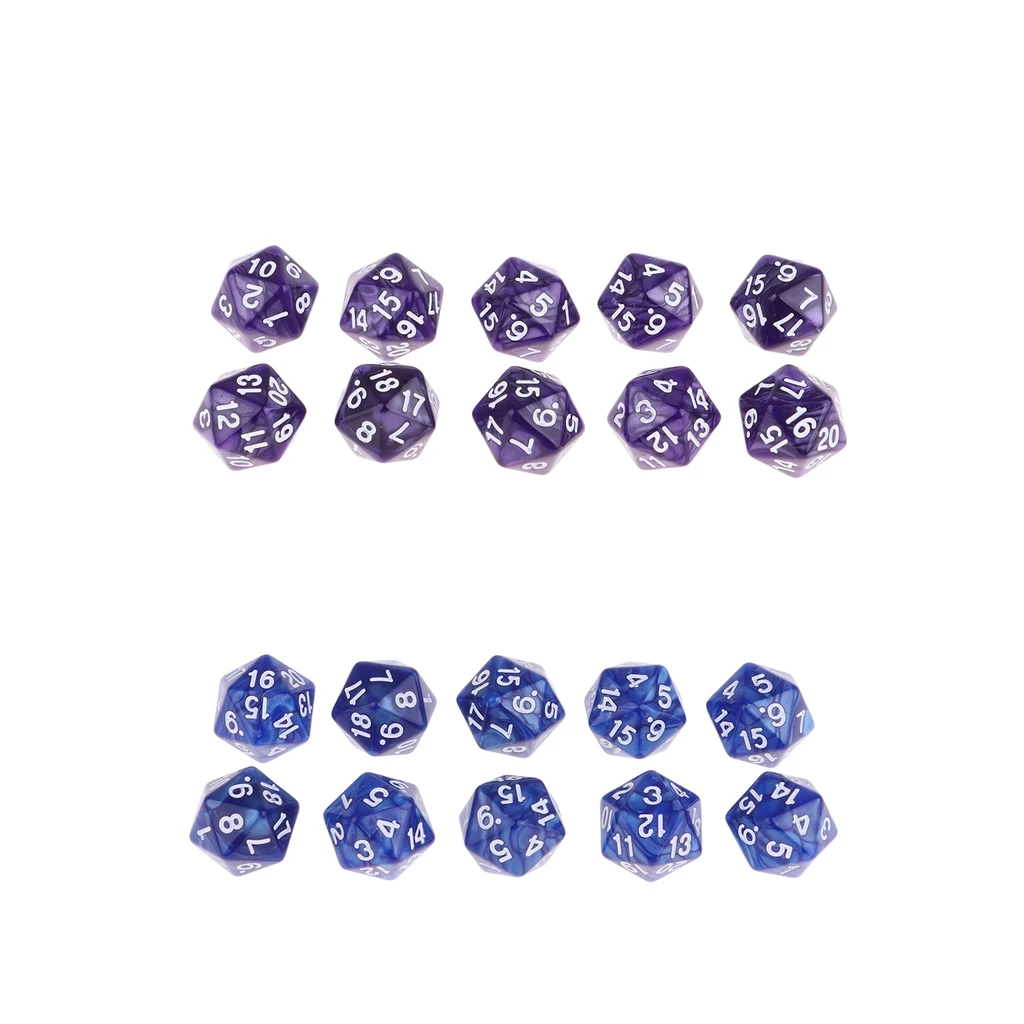 Pack of 20 Dungeons D&D Role Playing Games Twenty Sided D20(1-20) Dice, 2 Color