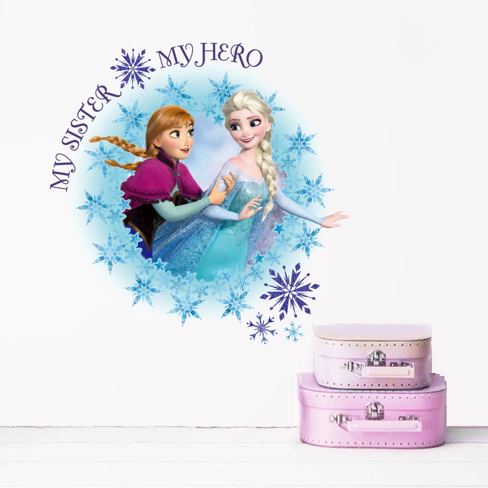 Disney Frozen 2 Movie Princess Wall Stickers For Nursery Kids Room Home Decor Elsa Anna Wall Decals PVC Mural Art DIY Decoration