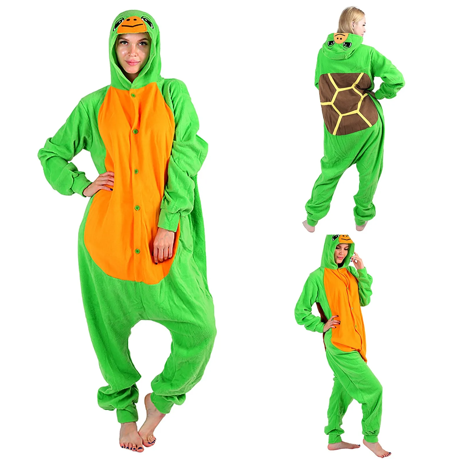 QIYUANT Kerst Pyjama Paar Bijpassende met Capuchon Onesie Warme Flanel Fleece Rits Herfst Winter Lente Volwassen Jumpsuit Nachtkleding met Zakken (Heren Rood L