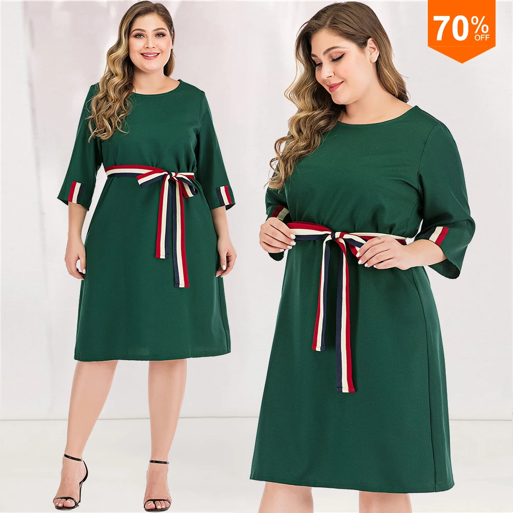 Ceny Amtivaya Plus rozmiar Alarge damskie sukienki lato 2019 dla kobiet w ciąży zielona szyfonowa Midi sukienka w stylu Vintage z długim rękawem odzież na przyjęcia