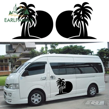 

EARLFAMILY 2x Palm Tree SUN Hammock (one for each side) Camper Van RV Trailer Truck Motor Home Vinyl Kit Decals Door Car Sticker