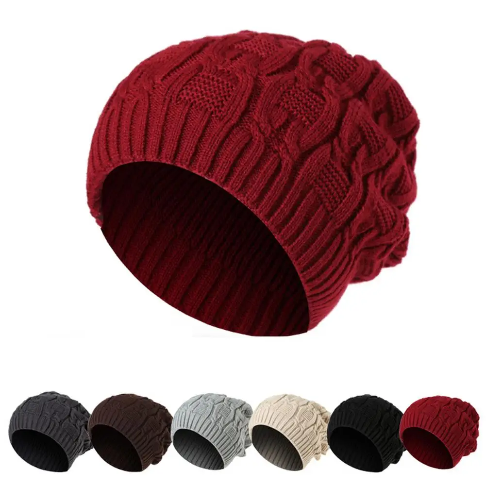 Мужская и женская одноцветная Вязаная Шапка-бини, осенне-зимняя шапка для скейтборда, теплая уличная Женская двойная шерстяная шапка, Рождественский подарок