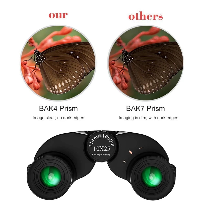 Binoculars 10X25 Bak4 Portable Telescope Compact High Powered Hunting Telescope For Outdoor Sports Hunting