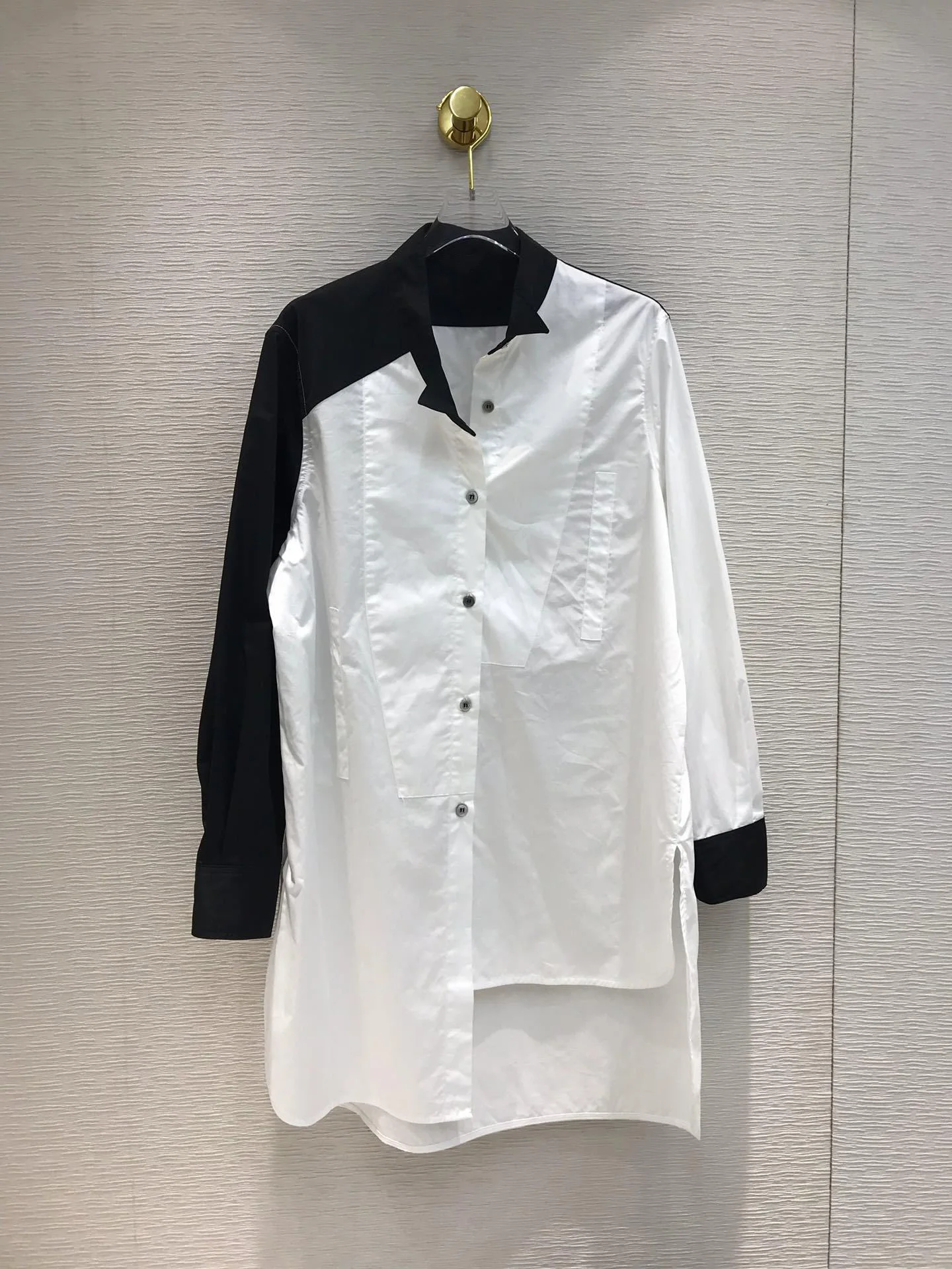 

2019 new ladies fashion long-sleeved sexy asymmetric color matching casual shirt 0919