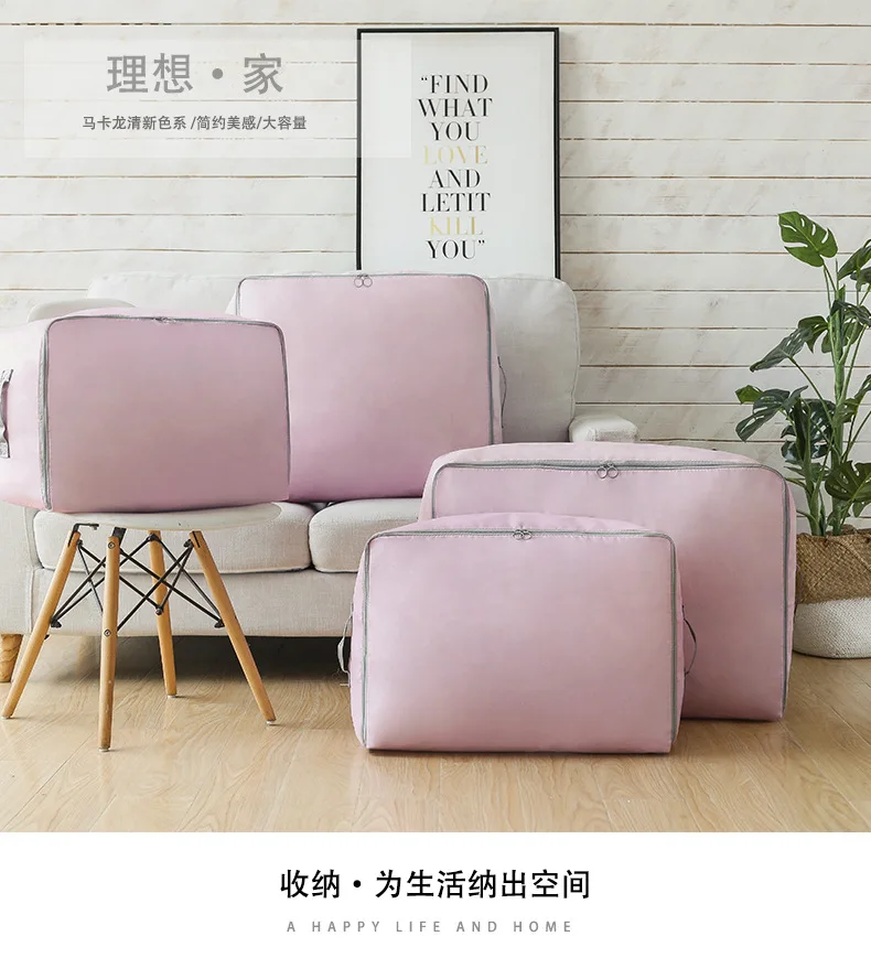 Description Picture 2 of itemNew Household Foldable Clothes Quilt Storage Bag Portable Luggage Packaging Bag Oxford Fabric Bedding Dust-proof Storage Bags
