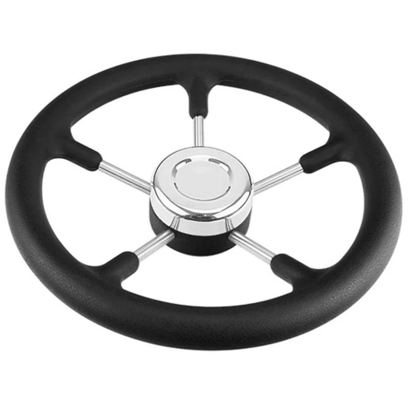 

Boat Accessories Marine 13-1/2 inch Boat Stainless Steel Steering Wheel with Polyurethane Foam Black Fits 3/4 inch Shaft