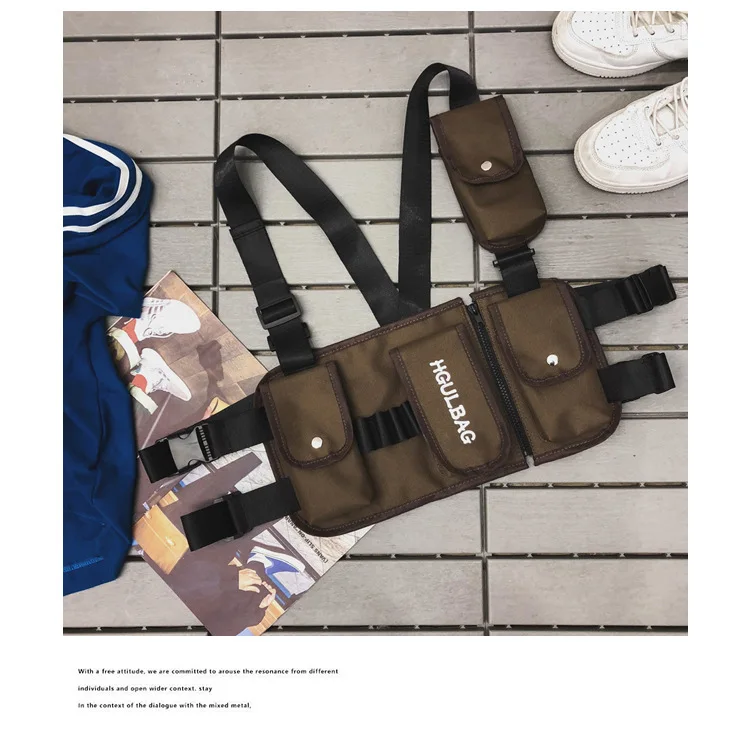 Functional Fashion Chest Rig Bag Men Women Hip Hop Harness Adjustable Tactical Vest Sports Hunting Tactical Packages Bullet Pack