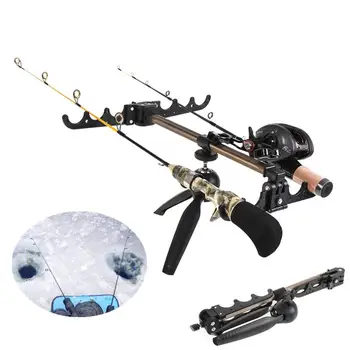 

Foldable 4Groove Ice Fishing Rod Holder Tripod Floor Stand Fishing Pole Bracket