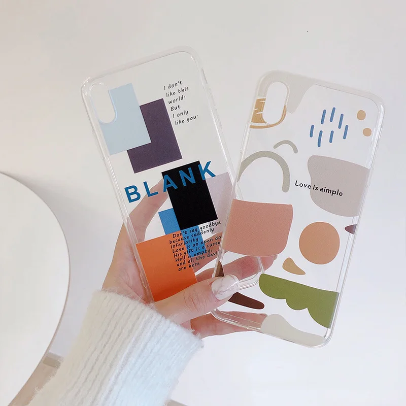

Creative geometric color block Phone Case For iphone11 Pro Max Case Clear Back Cases Cover For iphone XS Max XR X 6 6S 7 8 Plus