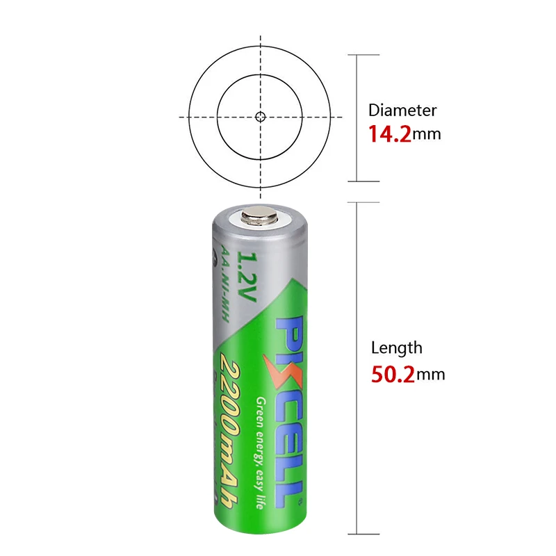Rechargeable Nickel Metal Hydride Batteries 2/4Pcs PKCell 1.2V 2200mAh AA Rechargeable Battery