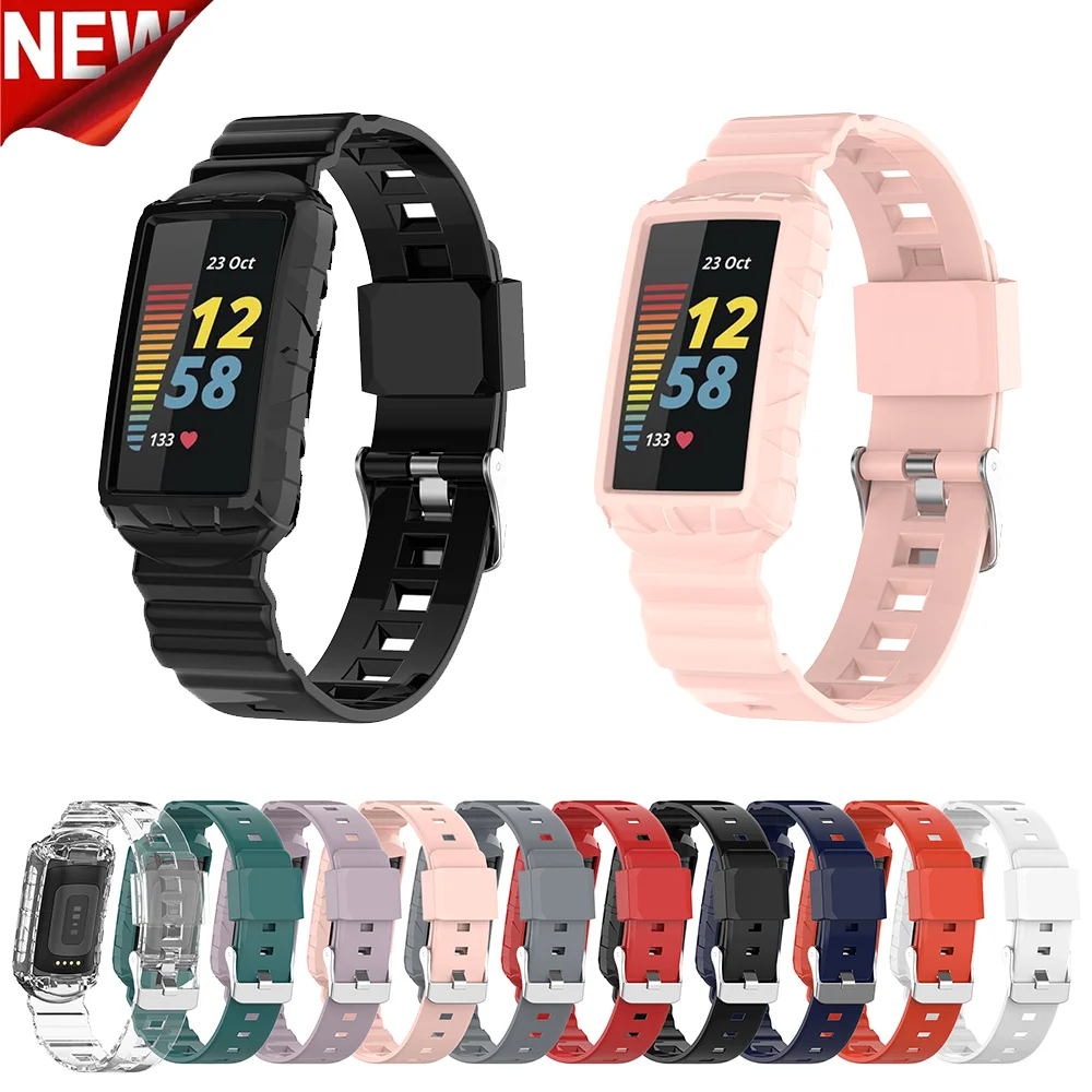 Силиконовый ремешок для смарт-часов Fitbit Charge 5 цельный чехол 5/4/4SE/3SE наручных часов
