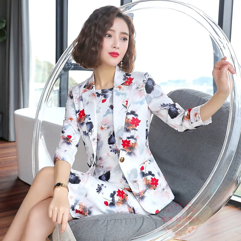 

Yy1905 Western Style Printed Suit Suit Dress 2020 Spring And Summer New Style Fashion Business Fashionable Floral Suit