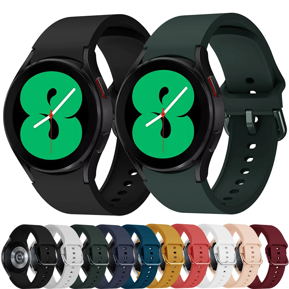 Ремешок силиконовый для Samsung galaxy watch 4 40 мм 44 мм/Watch Classic 46 42 оригинальный спортивный