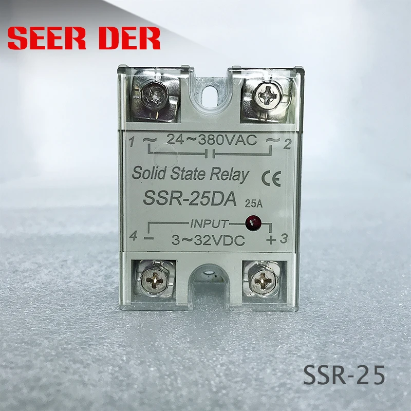 

solid state relay SSR-25DA 25A actually 3-32V DC TO 24-380V / 90-480 V AC SSR series 25DA 25VA 25AA 25DD