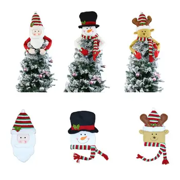 

Snowman Elk Santa Claus Christmas Tree Topper Cover Xmas Party Decor Ornament X4YD