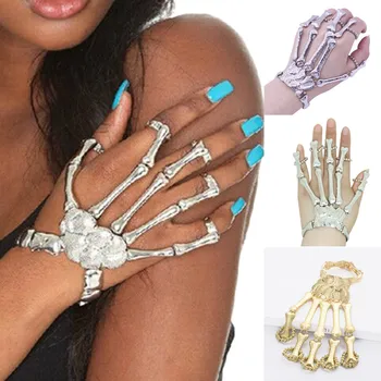 

Funny Gloves Halloween Masquerade Props Gift Nightclub Party Punk Finger Bracelet Gothic Skull Gloves Guantes 8W5
