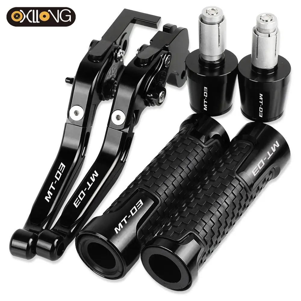 

MT 03 Motorcycle Aluminum Adjustable Brake Clutch Levers Handlebar Hand Grips ends For YAMAHA MT03 MT-03 2005 2006