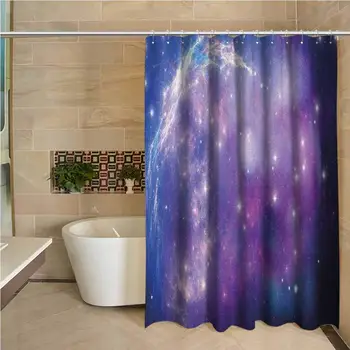 

Constellation Hotel Quality Polyester Shower Curtain Purple Nebula Mysterious Cluster Motion Smoky Dreamy Outer Space Shower and