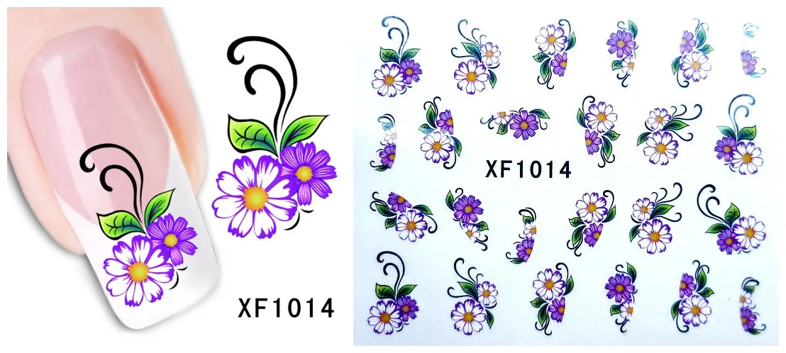 5 Sheet Water Nail Art Decorations Stickers for Manicure Design 3D Flower Water Nail Art Stickers Transfer Nail Art Decals Foil - Цвет: XF1014