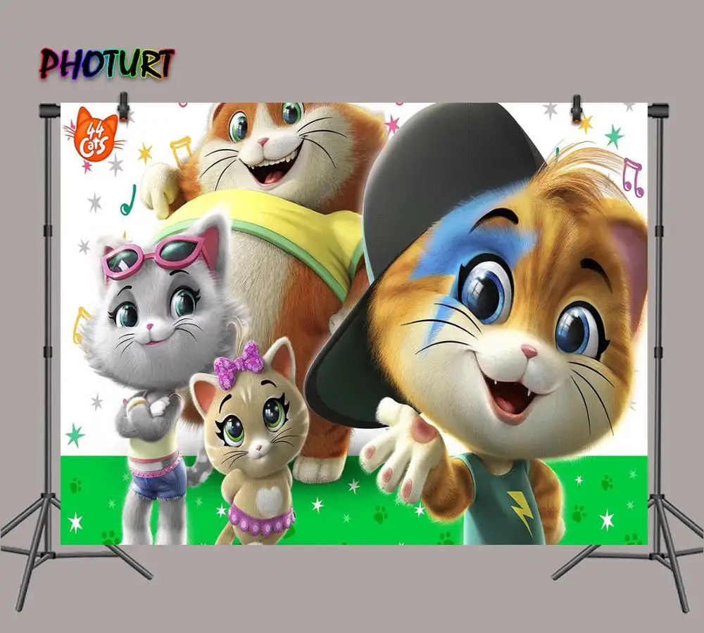 PHOTURT 44 Gatti фотографии фонов Baby Shower День рождения фон кошка музыка Подсолнух