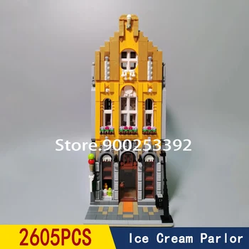 

In Stock 2605pcs Creator Series Ice Cream Parlor Street View Building Block MOC Bricks Model education Toys Children Gift 10003