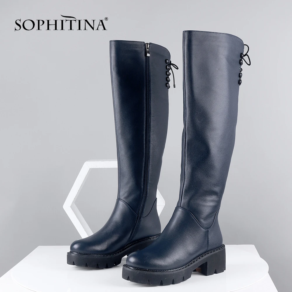 SOPHITINA/шерстяные зимние сапоги женская Высококачественная обувь из коровьей кожи