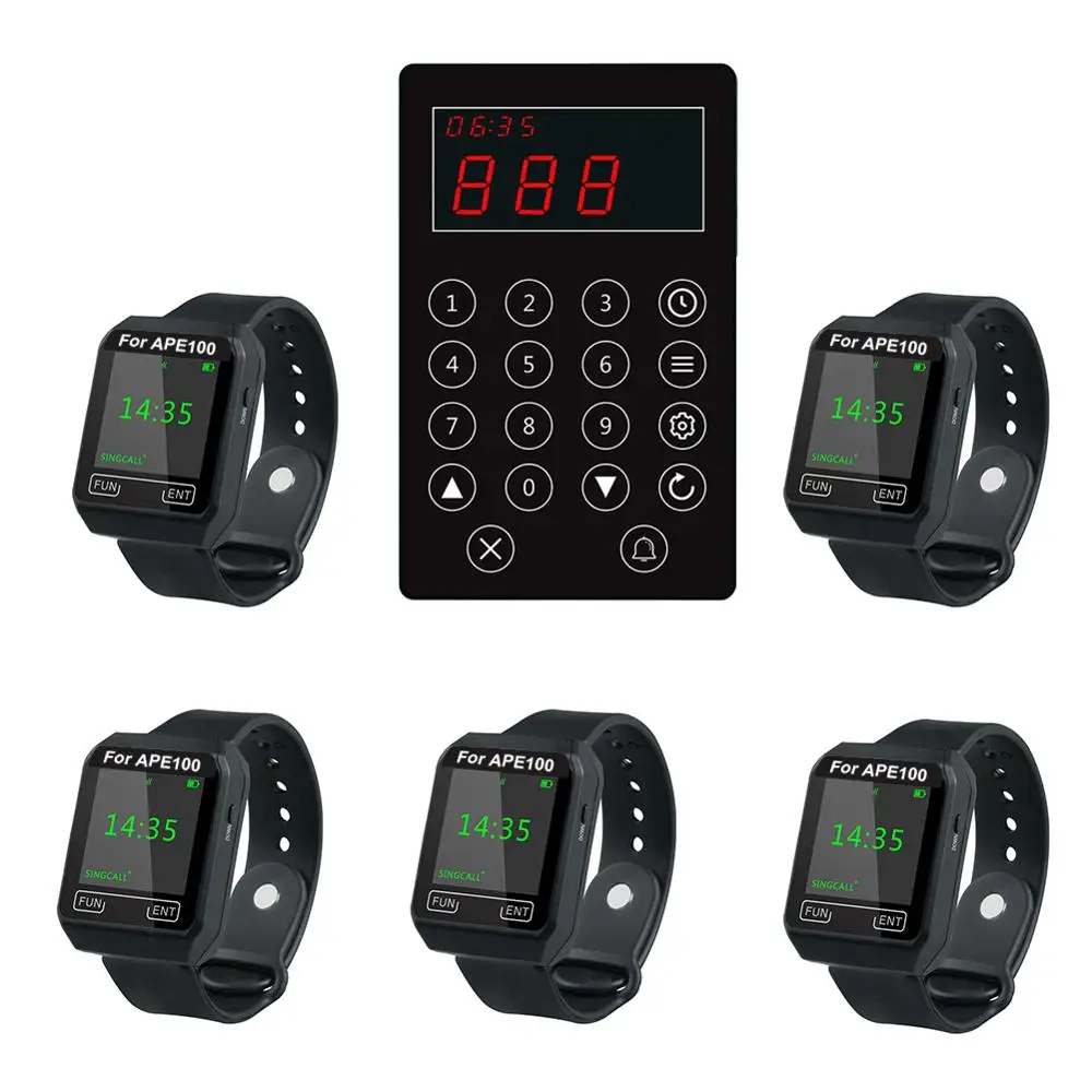 페이지홀더 주방 전화 시스템: 요리사 전화, 고객 번호, 웨이터 시계 5개 및 호출기 1개