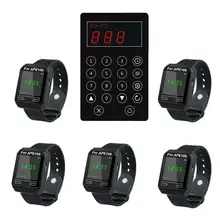 SINGCALL Sistema de camarero de llamada de cocina. Chef llamar al número de cliente y camarero tomar los platos ya incluidos. 5 relojes y un buscapersonas