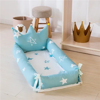 

Portable Baby Nest Removable Washable Crown Sculpt Travel Crib Folding Newborn Sleep Nest Infant Newborns Baby Bassinet