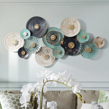 

American Retro Wrought Iron Wall Sticker Decoration Home Livingroom Background Wall Hanging Crafts Office Wall Hanging Pendant