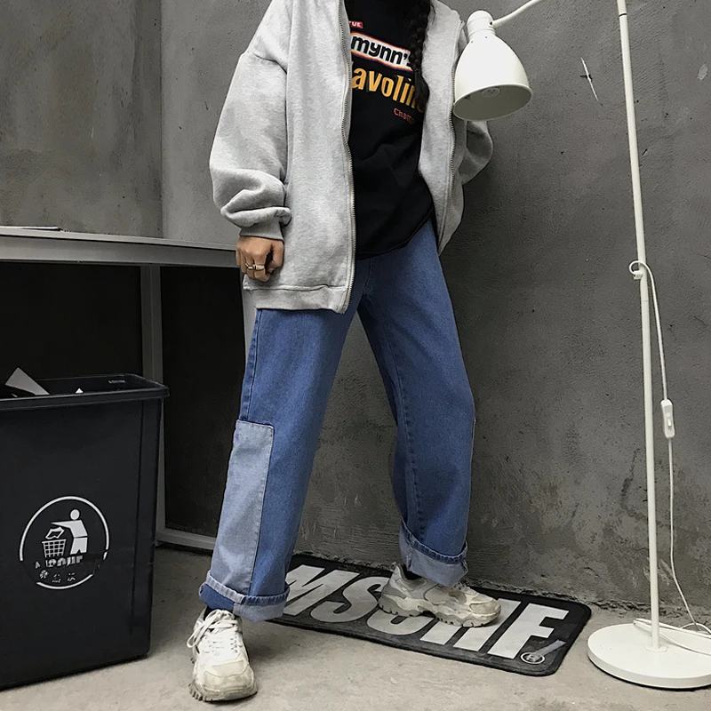 Korobov High Street винтажные женские брюки Harajuku с карманами, джинсовые широкие брюки, модные повседневные женские брюки, джинсы 79384