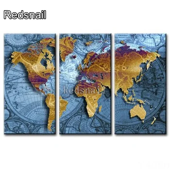 

3 Pcs Square round Diamond Embroidery Multi-picture Abstract world map 5D Diamond Painting Rhinestone DIY Diamond Mosaic TT2484