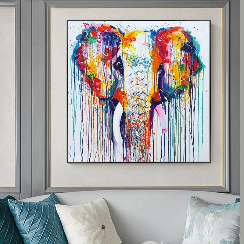 SELFLESSLY Colorful Elephant Pictures Canvas Painting Abstract Animal Posters And Prints Wall Art For Living Room Decoration | Дом и сад