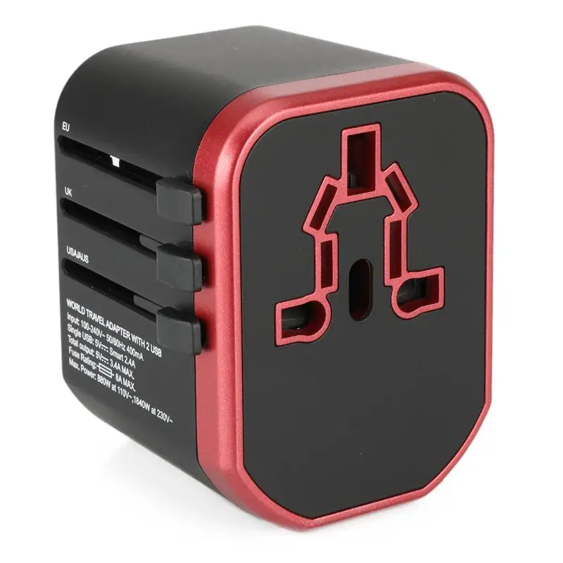

Universal Travel Adapter International Plug Converter Adapter All in one 3.4A 2 USB Worldwide Wall Charger for UK/EU/AU/US Plug