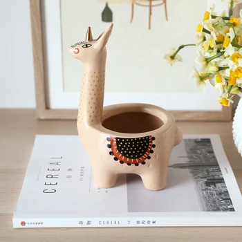 

3D Lovely Alpaca Modeling Ceramic Furniture/Storage Can/Pen Container